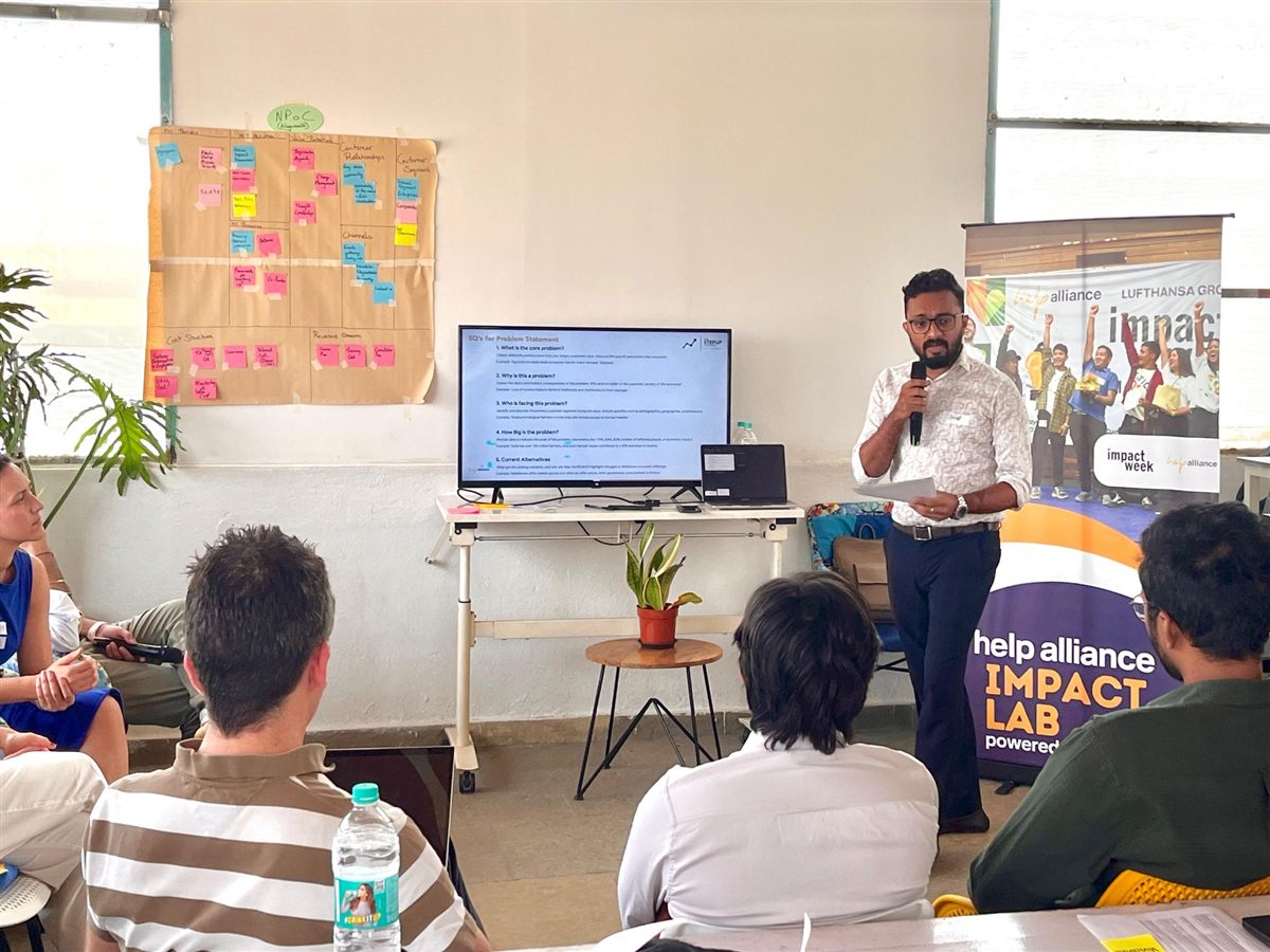 Javed Hussain presenting at the Impact Lab incubation in Bengaluru