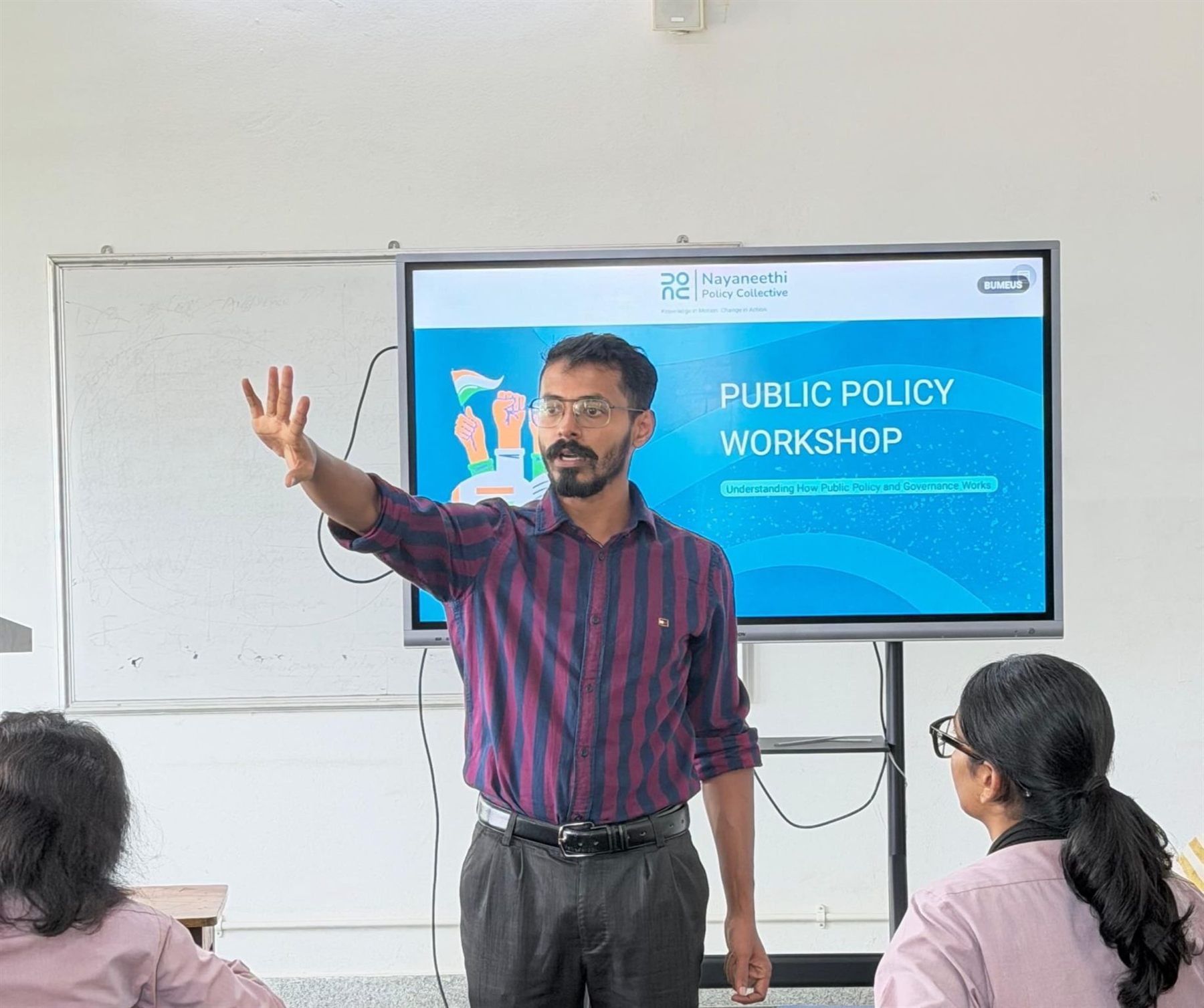Sonal Kuruvilla leading the public policy workshop at Bharata Mata College